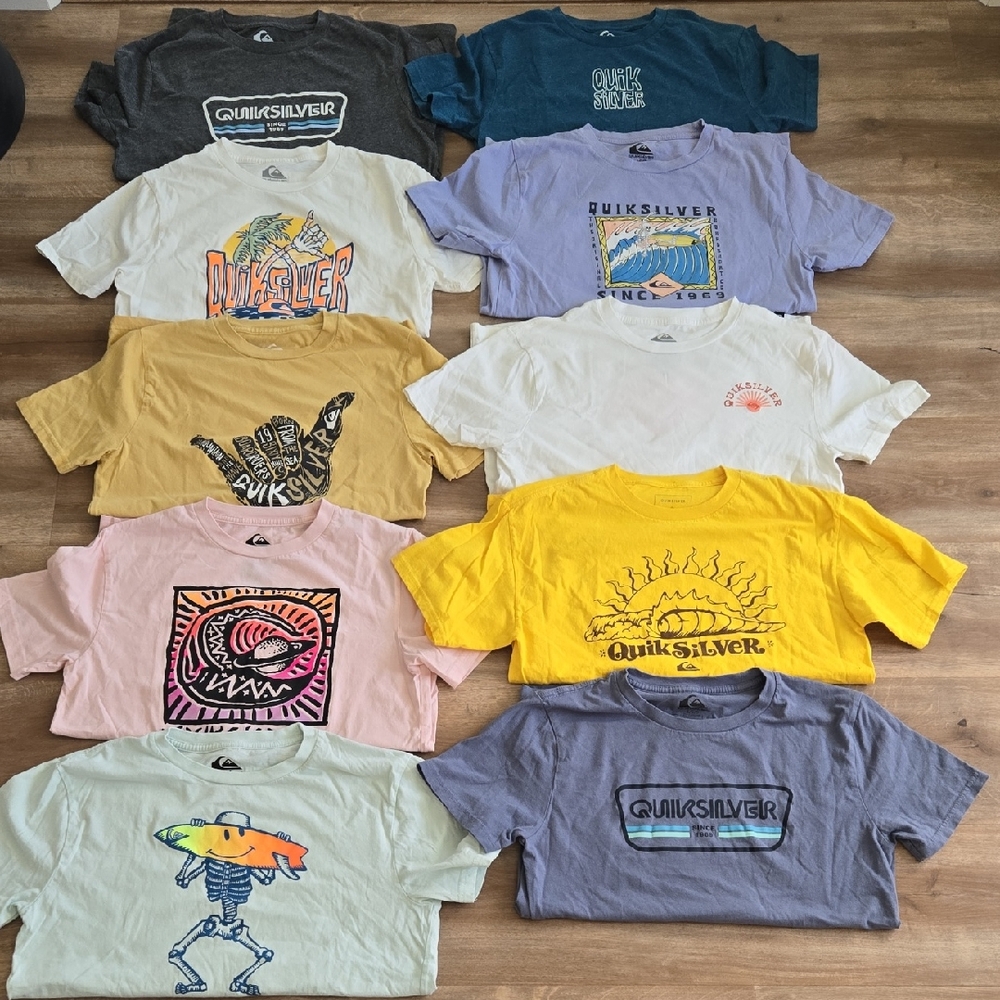 Quiksilver Kids Short Sleeve Tees - Yellow, White, Blue, Pink, Gray